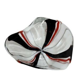 Oggetti‎ Italy Art Glass Bowl Red Black White Swirl Design Centerpiece Decor